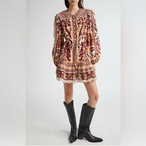 Farm Rio Long Sleeve Button Front Minidress, Small, $260